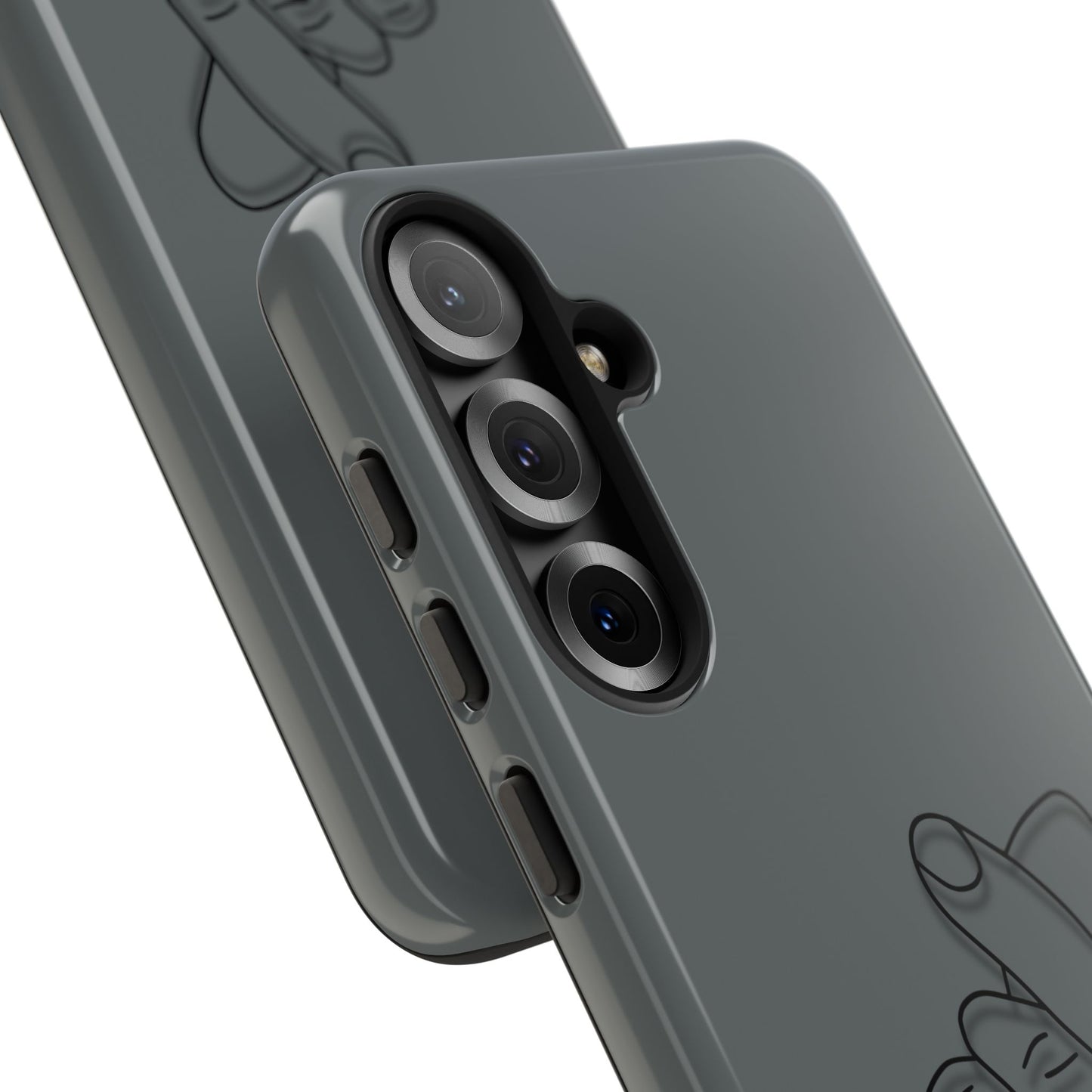 Silicone phone case with embossed Korean finger heart design, compatible with smartphones, by Printify