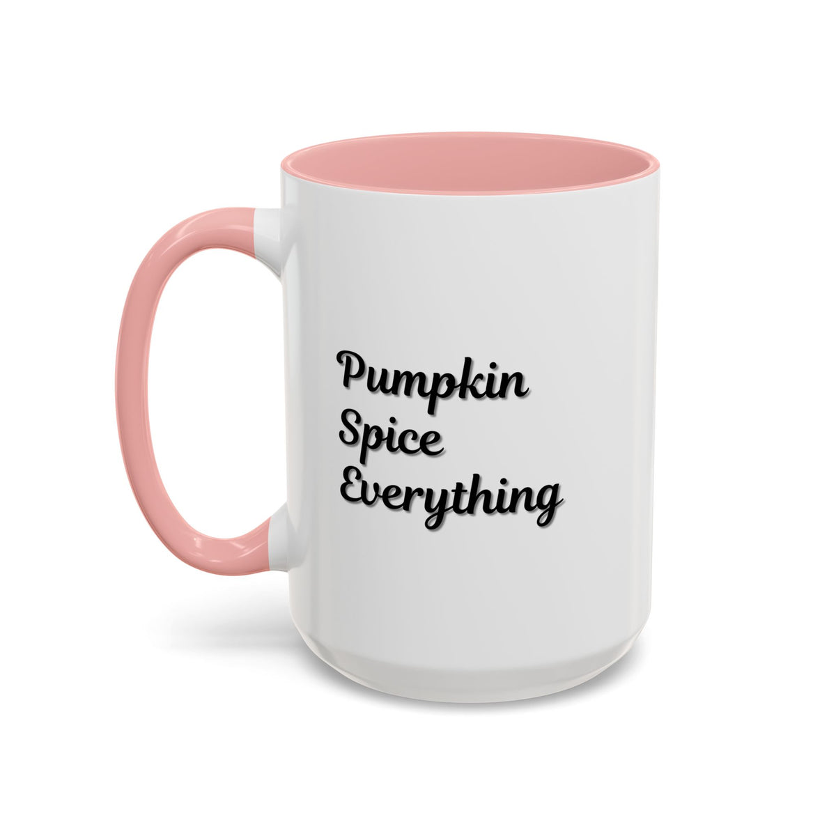 Pumpkin Spice Everything accent coffee mug by Printify, fall seasonal 11oz ceramic coffee cup with pumpkin and spice design.