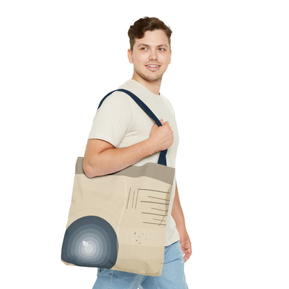 Abstract Neutral Waves Tote Bag | Geometric Circle Pattern