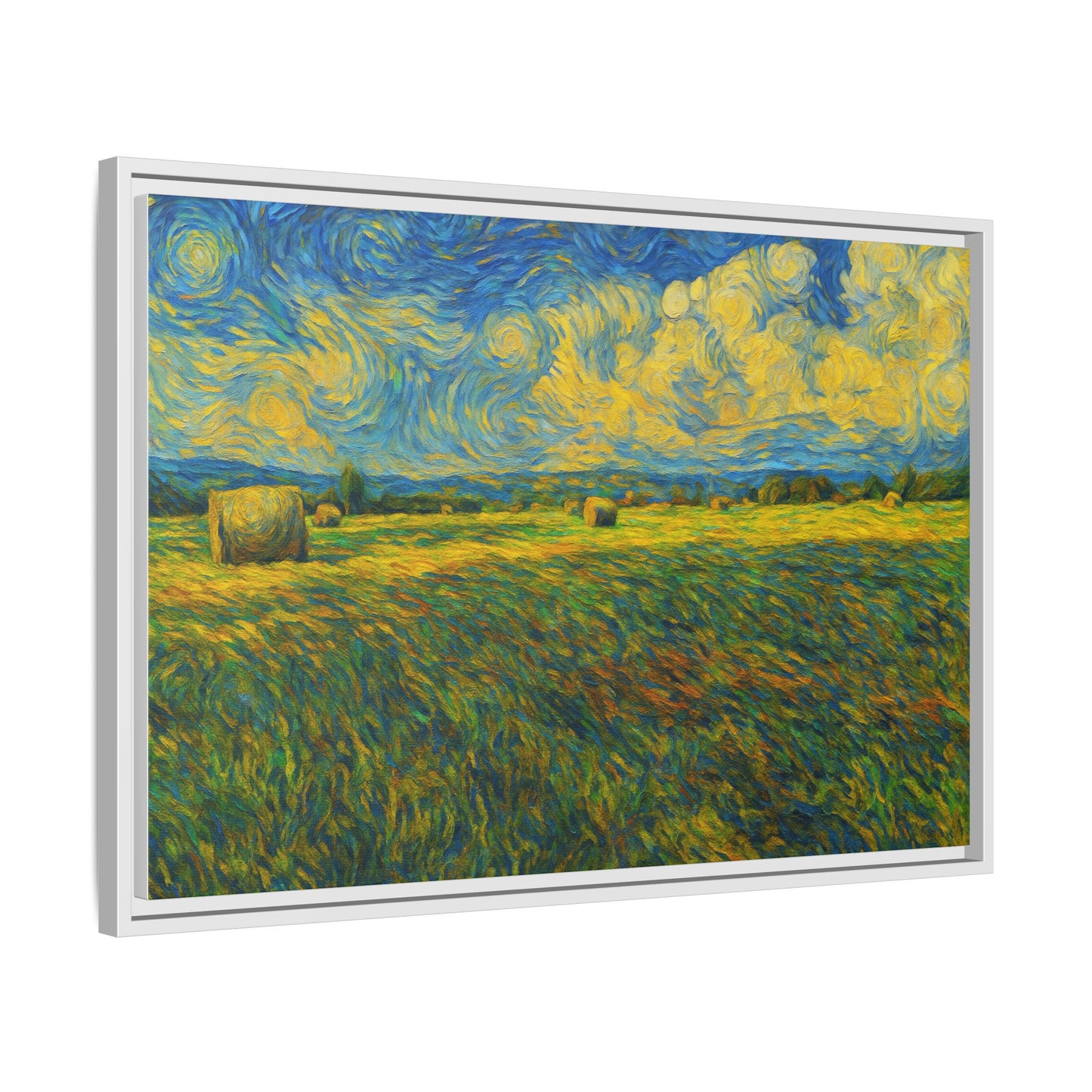 Framed multi-color landscape matte canvas print by Printify showcasing a vibrant scenic artwork on high-quality canvas.