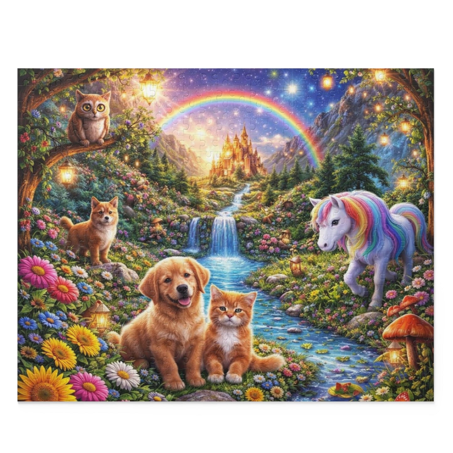 Rainbow Unicorn and Puppies Puzzle