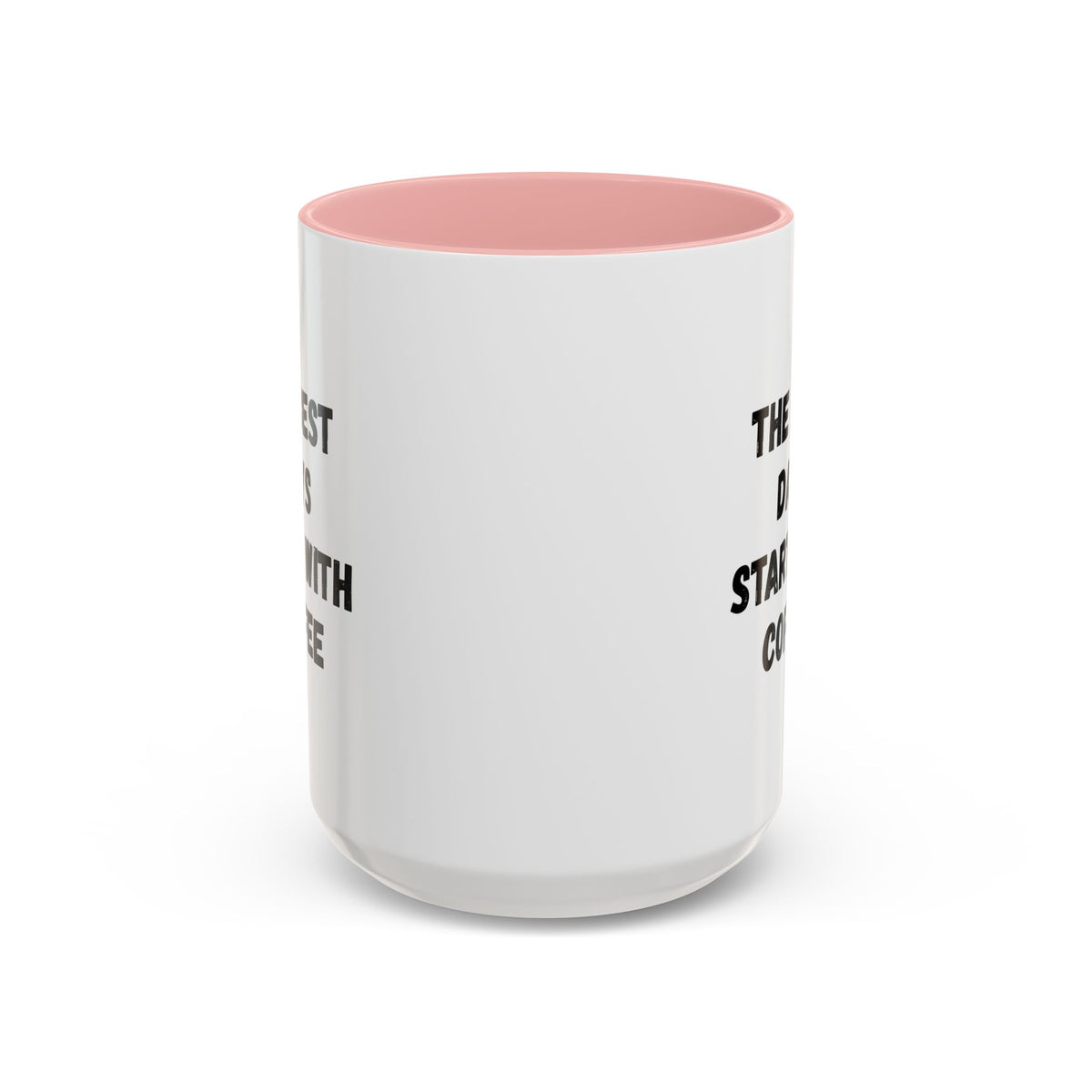 Ceramic coffee mug with "The Best Days Start With Coffee" print, 11oz size, white with black text, by Printify.