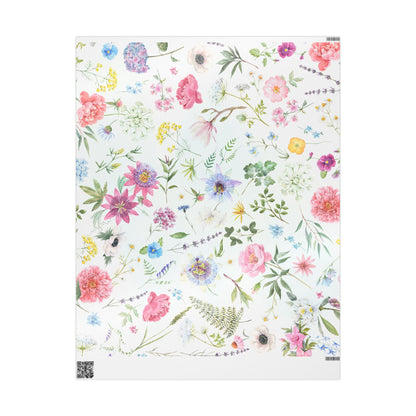 Floral Peony Wrapping Paper Roll — Watercolor Garden Gift Wrap for Mother's Day & Spring Celebrations