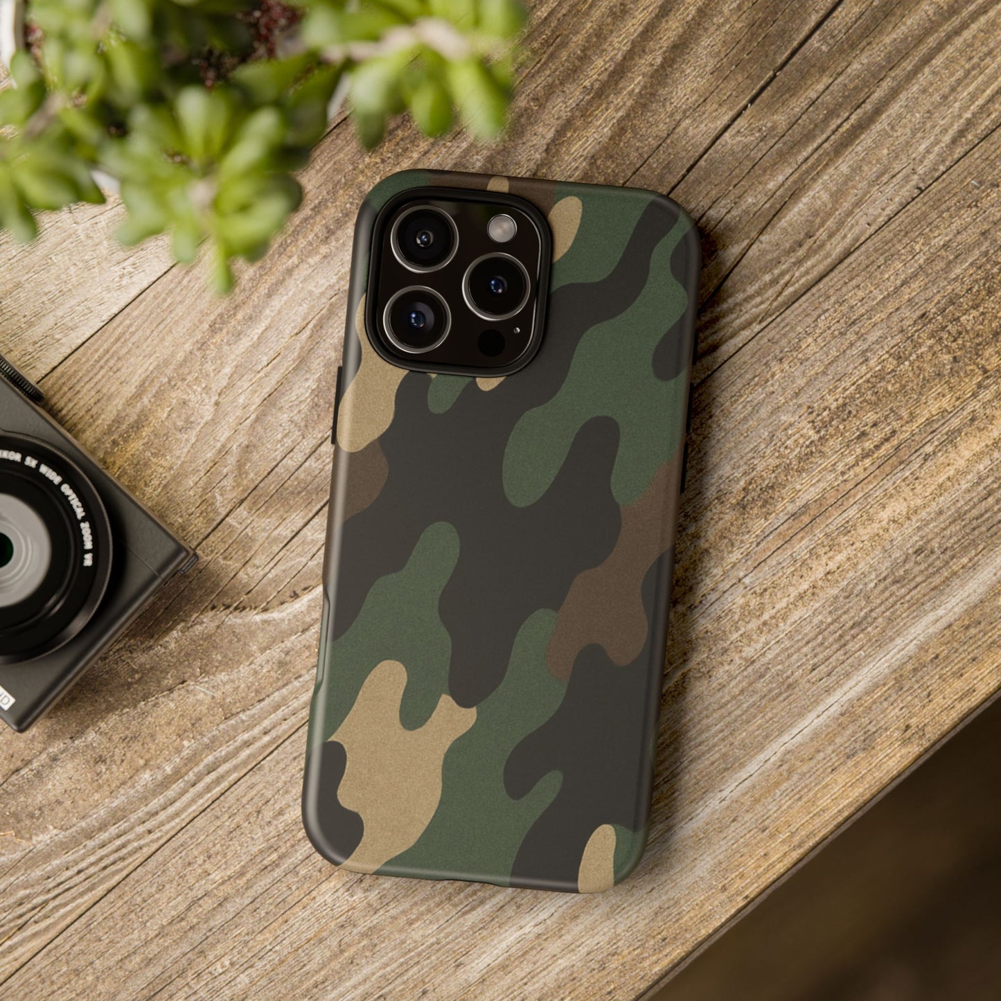 Rugged military green camo phone case by Printify, protective cover designed for durable smartphone protection.