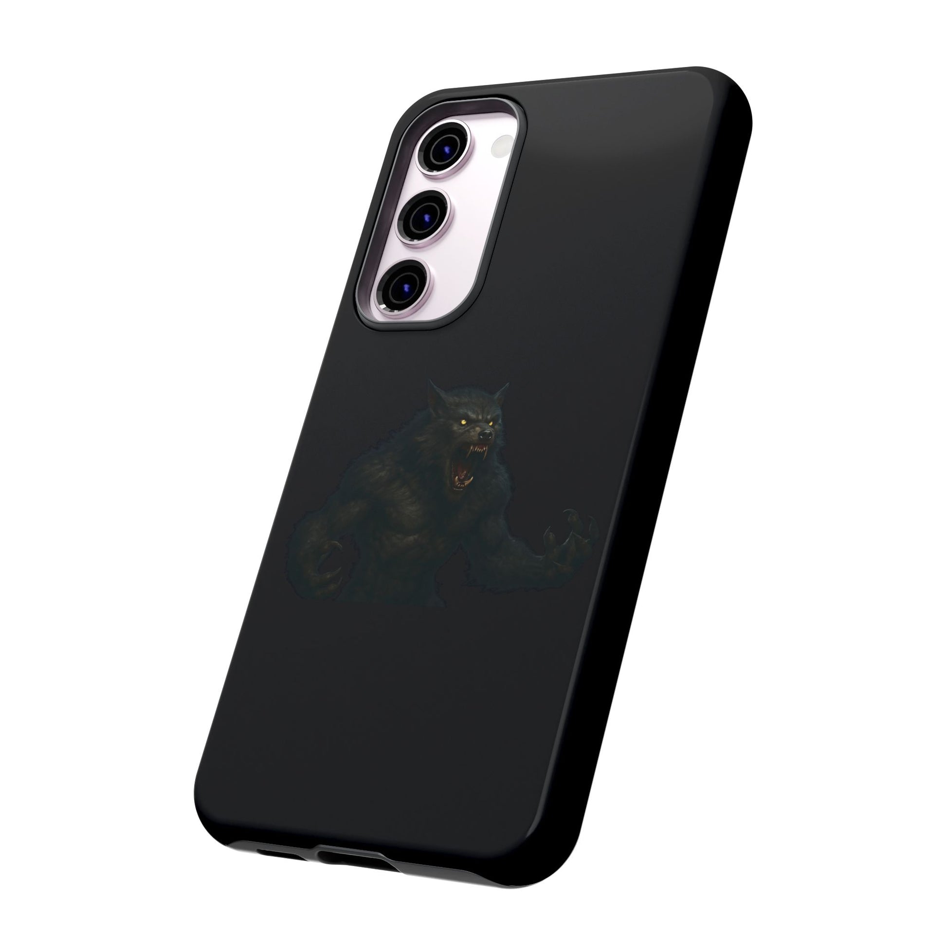 Werewolf phone case with dark monster graphic, tough protective design for smartphones, by Printify.