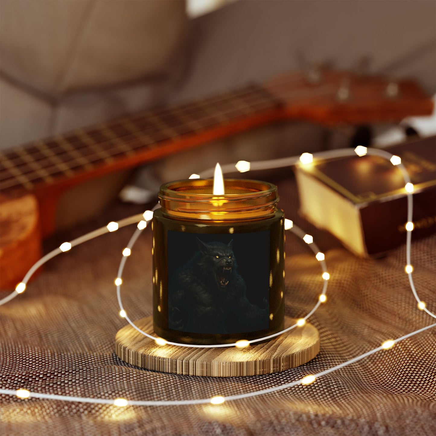Soy Blend Candle — Coconut Apricot Wax, Black Cat Howl Artwork (4oz & 9oz)