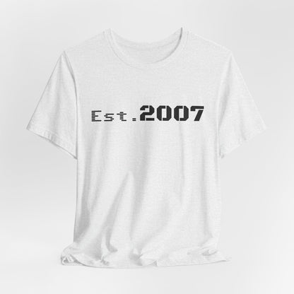 Vintage Printify Est. 2007 T-shirt with established year graphic on soft cotton fabric, casual style for everyday wear.