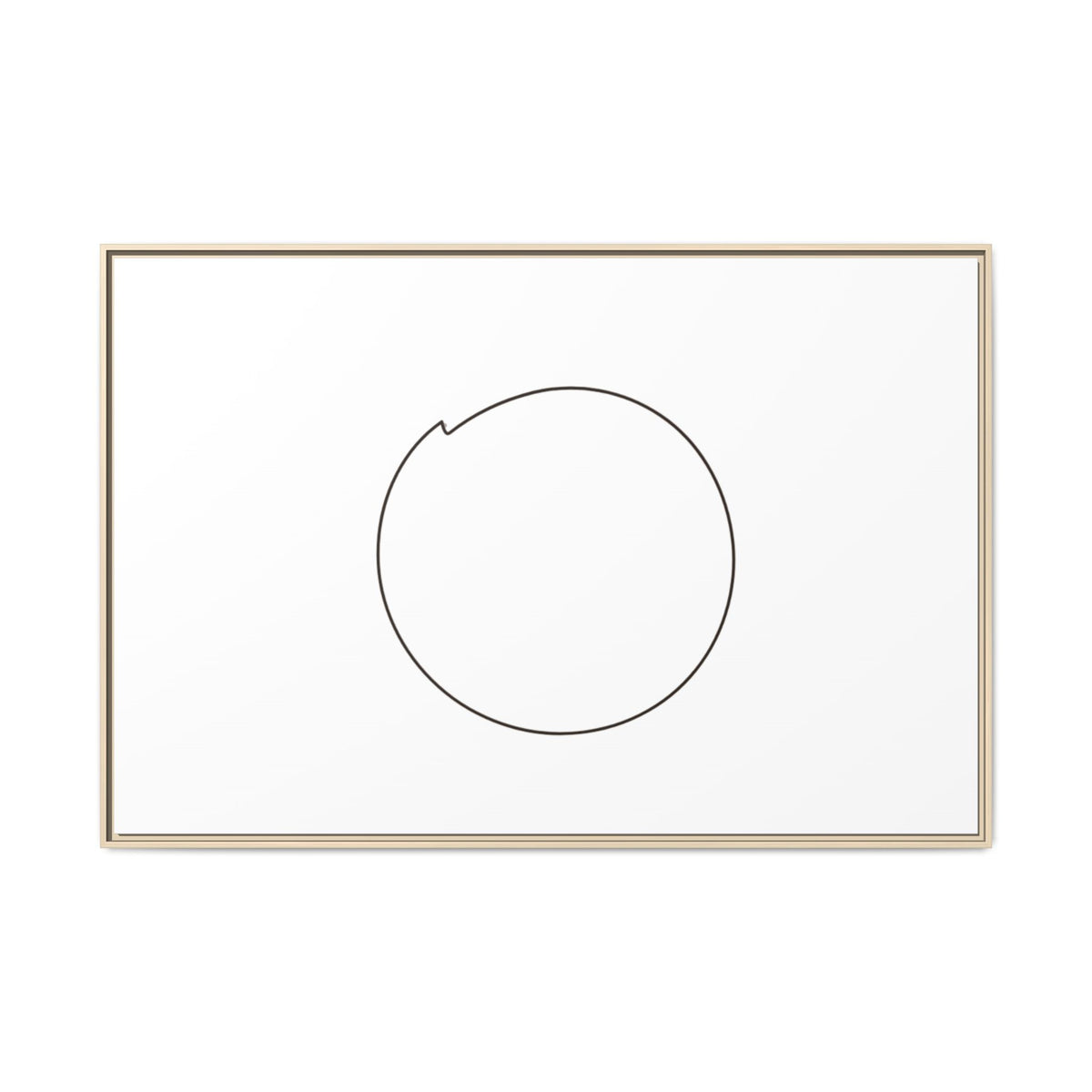 Framed matte canvas wall art featuring a minimal circular line design, by Printify, perfect for modern home decor.