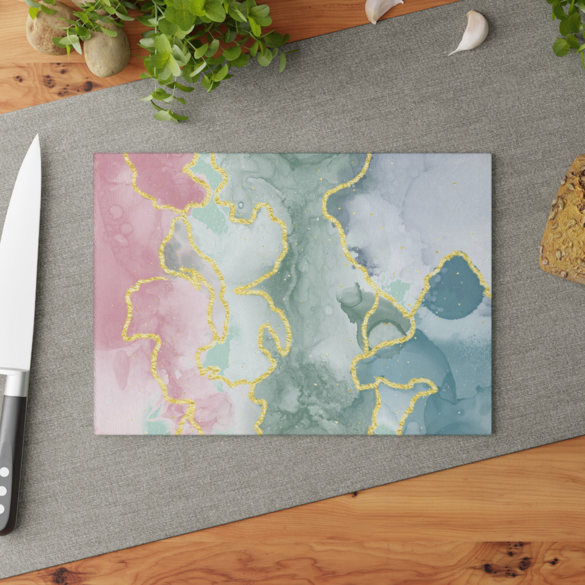 Pastel Marble Gold Vein Glass Cutting Board - view 10