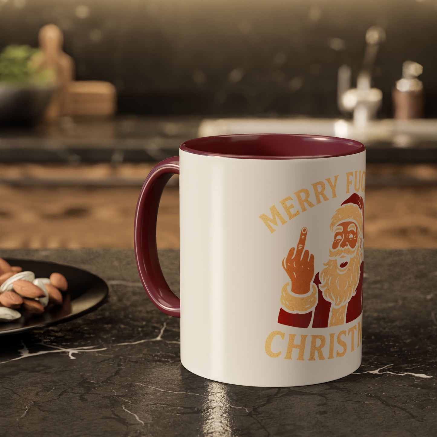 Merry Fucking Christmas Mug — Funny Santa Middle Finger Coffee Cup (11oz & 15oz)