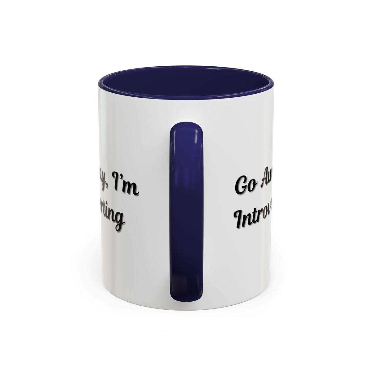Ceramic coffee mug with "Go Away, I'm Introverting" text, 11 oz, designed for introverts, from Printify.