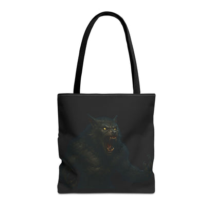 Fierce Werewolf Tote Bag, Halloween Accessories, Dark Art Tote, Animal Lover Gift, Geeky Shopping Bag - TRV