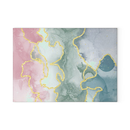 Pastel Marble Gold Vein Glass Cutting Board - view 2