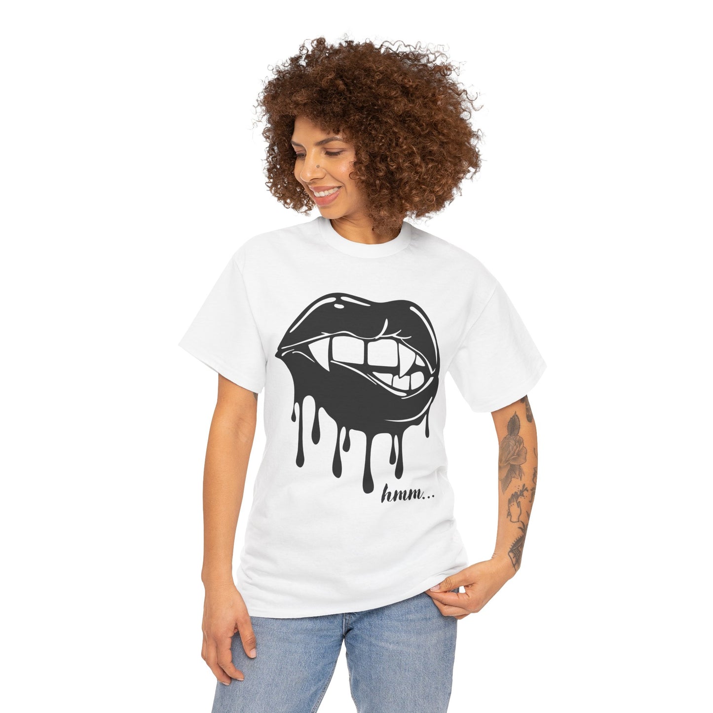 Edgy Graphic Tee - Dripping Lips Design - Unisex Heavy Cotton Tee