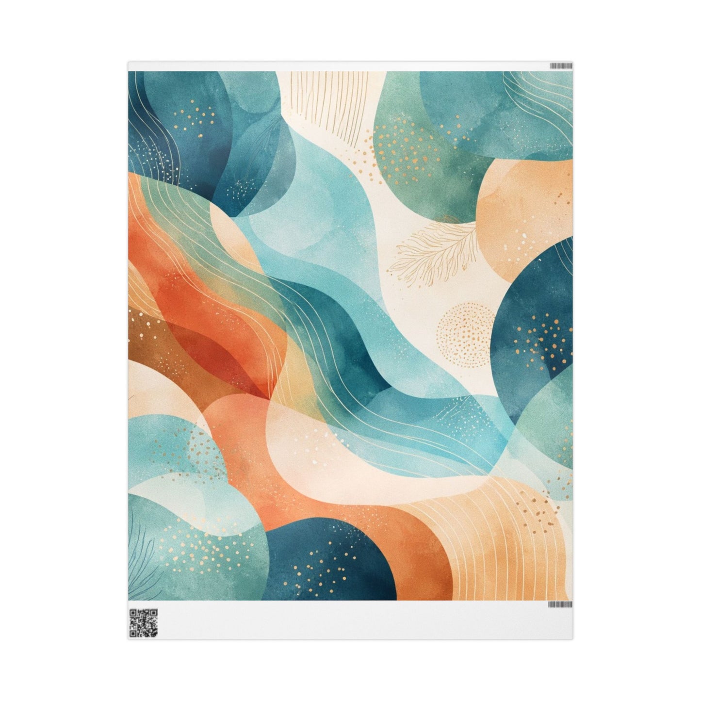 Abstract Wave Wrapping Paper Roll — Teal & Coral Modern Gift Wrap