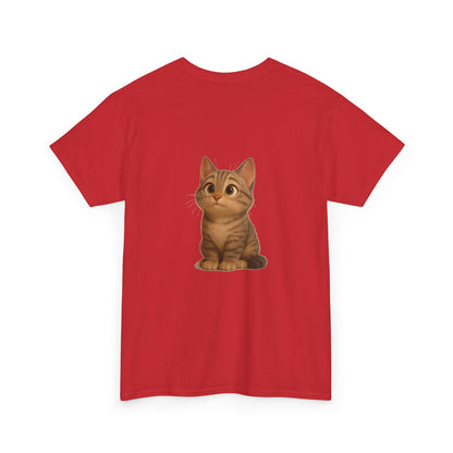 Brown kitten graphic T-shirt for cat lovers, featuring a cute kitten design on a comfortable Printify T-shirt.