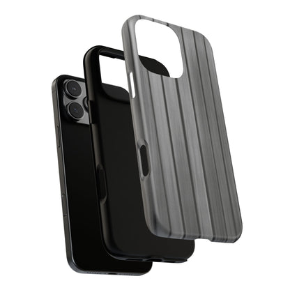 Ribbed metal texture printify tough protective phone case for iPhone, with durable design and sleek metallic finish.