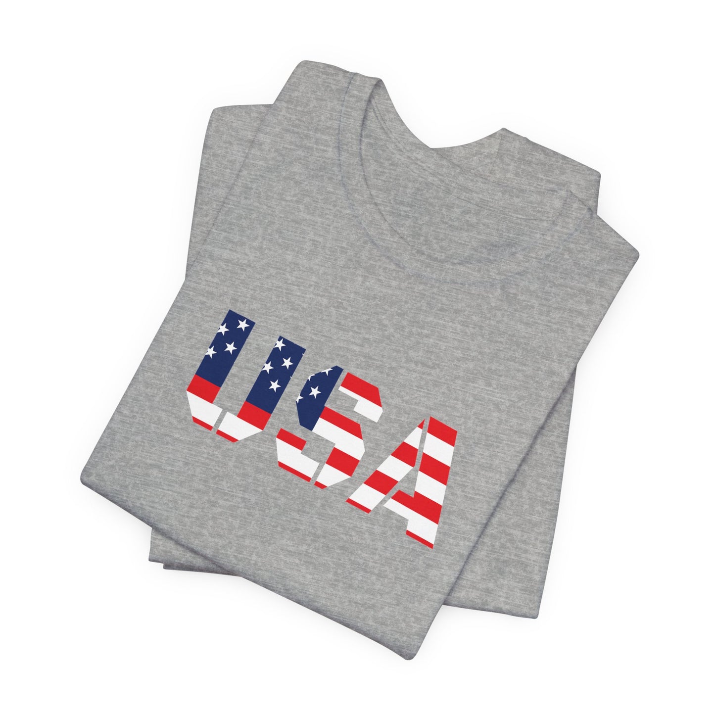 USA Flag Text Tee — Patriotic Fourth of July T-Shirt