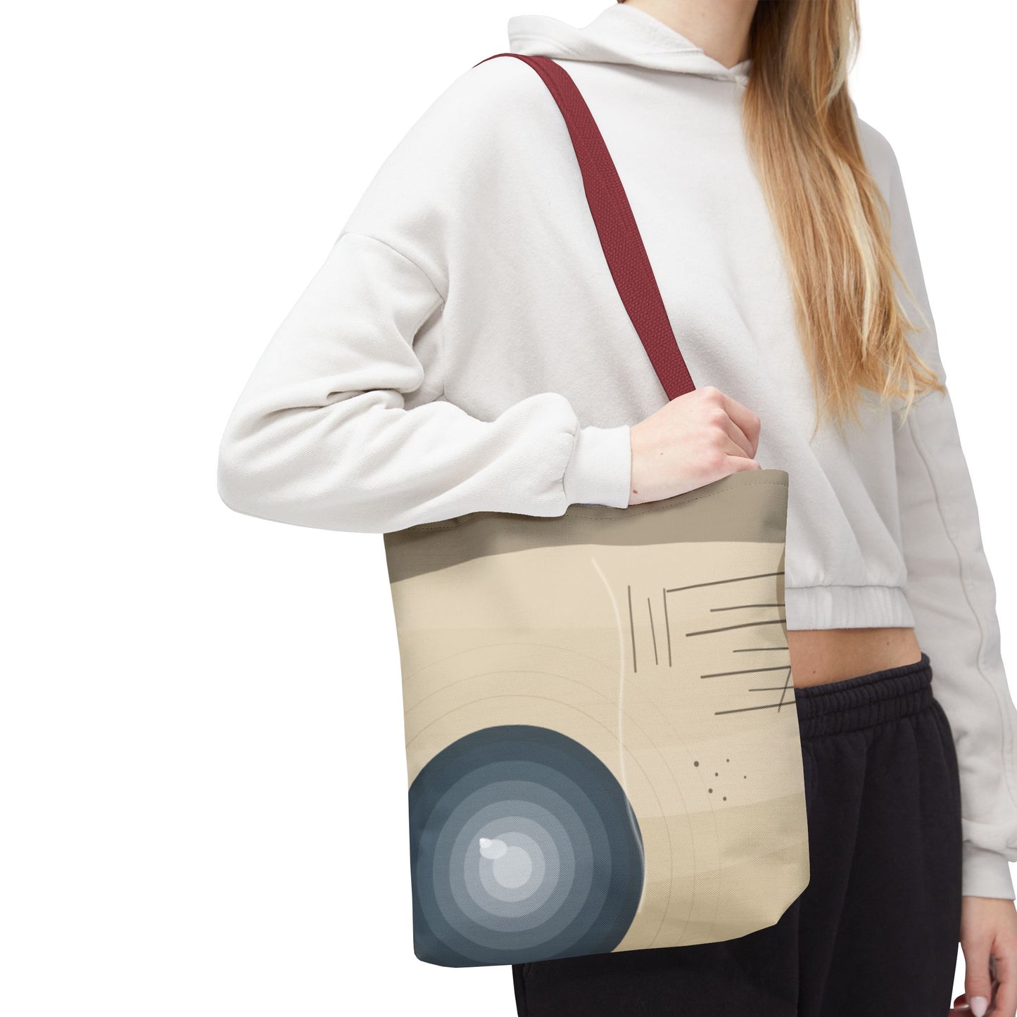 Abstract Neutral Waves Tote Bag | Geometric Circle Pattern