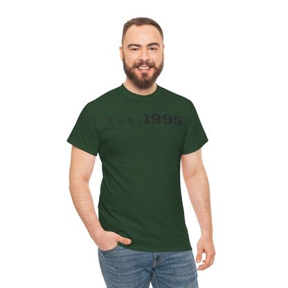 Unisex Heavy Cotton Tee - Est. 1995, Vintage Birthday Gift, Customizable Tee, Retro Unisex Shirt, Casual Everyday Wear