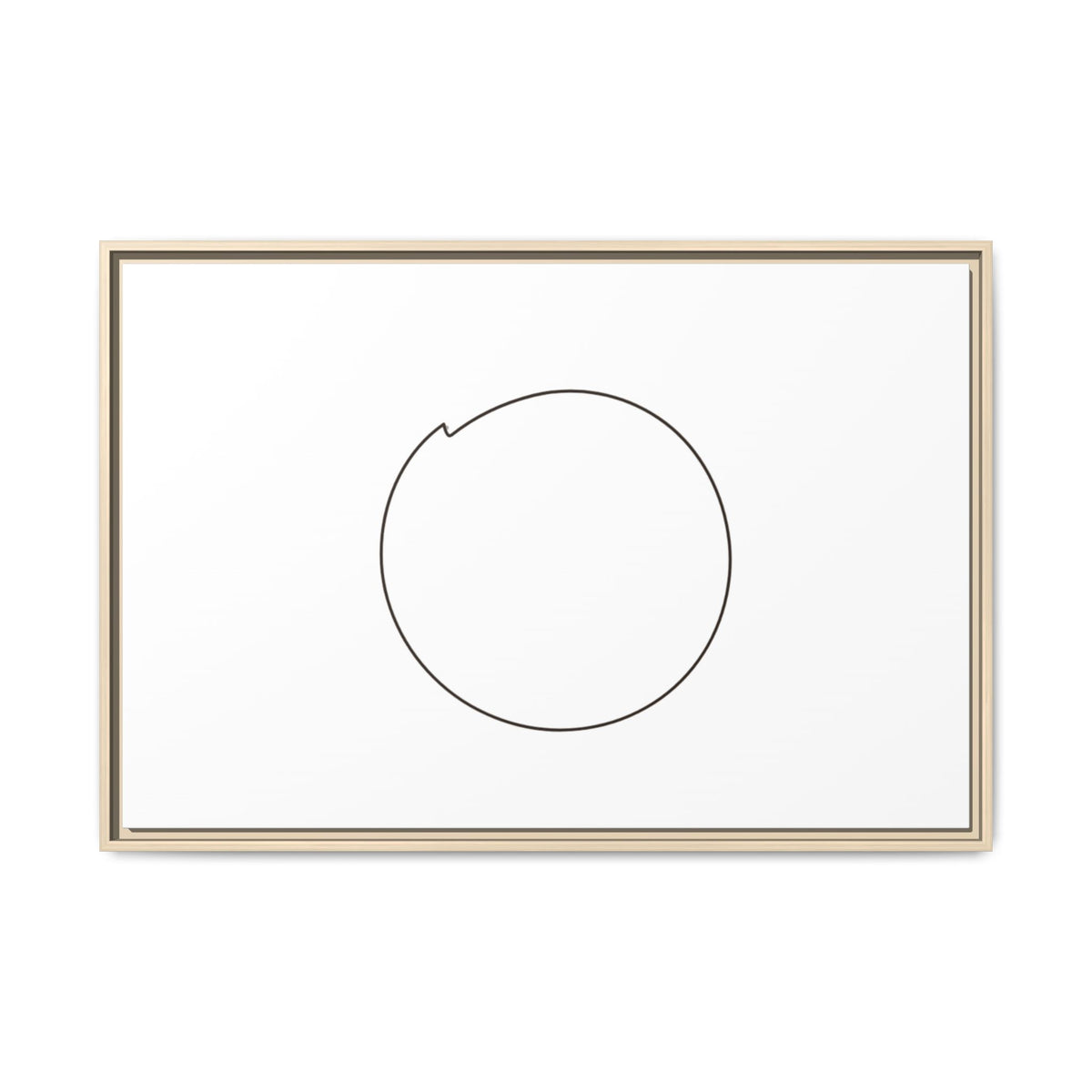 Framed matte canvas wall art featuring a minimal circular line design, by Printify, displayed on a modern wall.