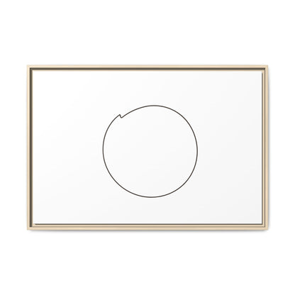 Framed matte canvas wall art featuring a minimal circular line design, by Printify, displayed on a modern wall.