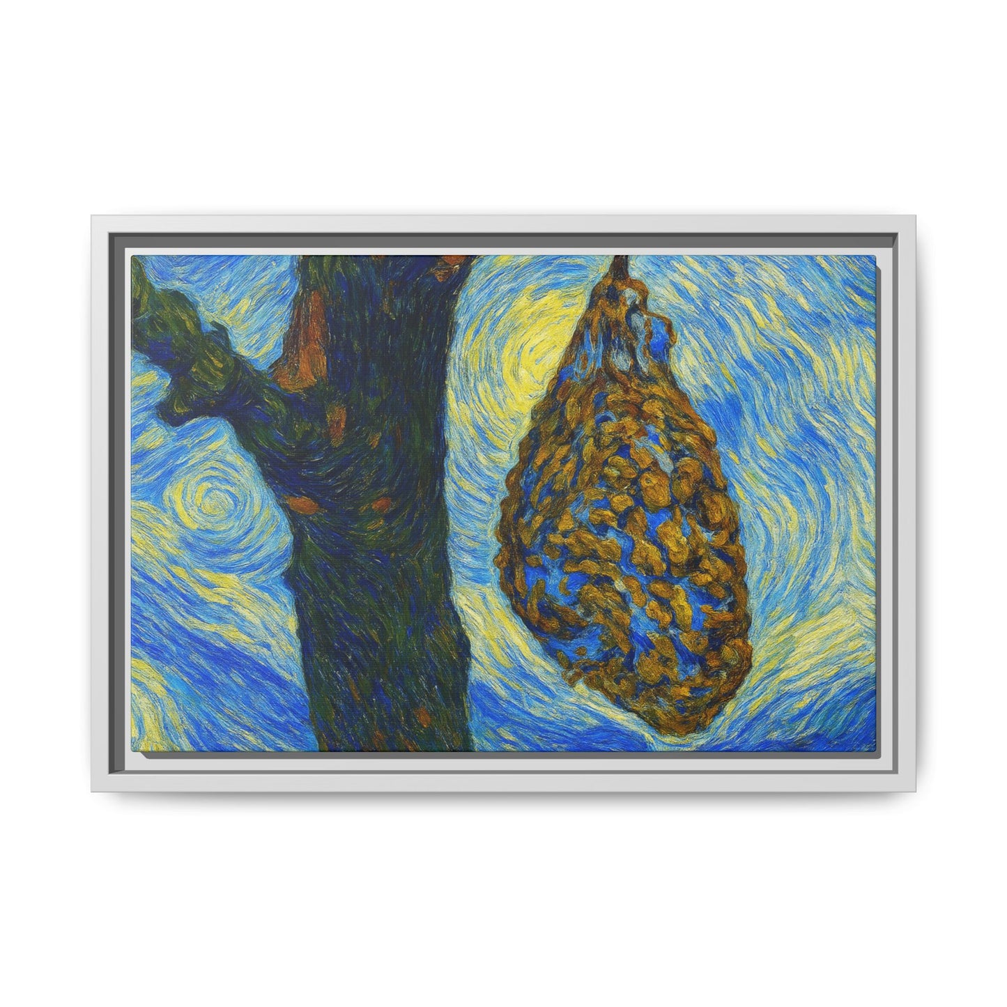 Framed matte canvas art featuring a starry nut cluster with dried plum colors, showcasing a nature-inspired design by Printify.