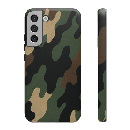 Camo Tough Phone Case in military green with rugged design, protective cover for smartphone by Printify