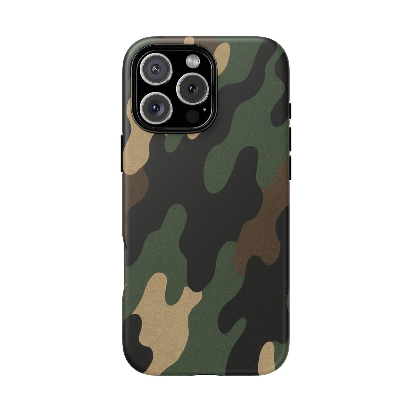 Military green camo tough phone case by Printify, rugged protective cover for smartphones with durable design and military-style pattern.
