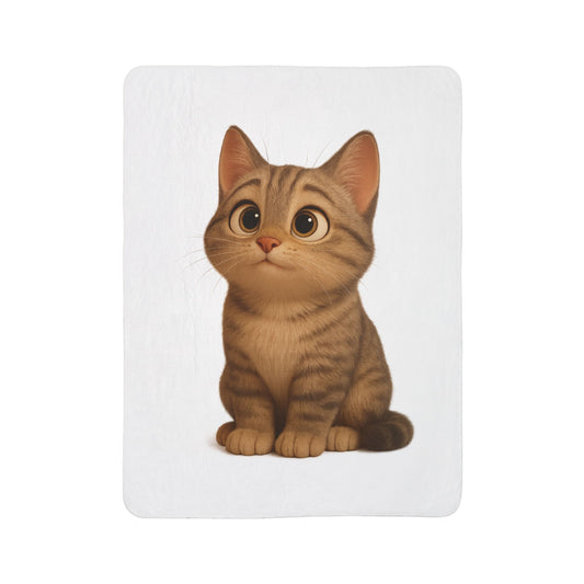 Cozy Cat Fleece Sherpa Blanket, Cute Pet Decor, Cat Lover Gift, Warm Throw Blanket, Home Essentials, Animal Lover Blanket - TRV