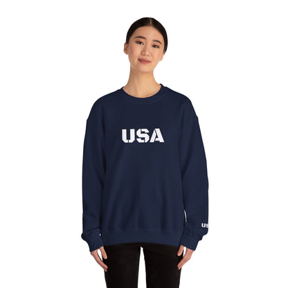 Printify USA crewneck sweatshirt featuring patriotic design, cozy fit, perfect for every season, casual and comfortable apparel.
