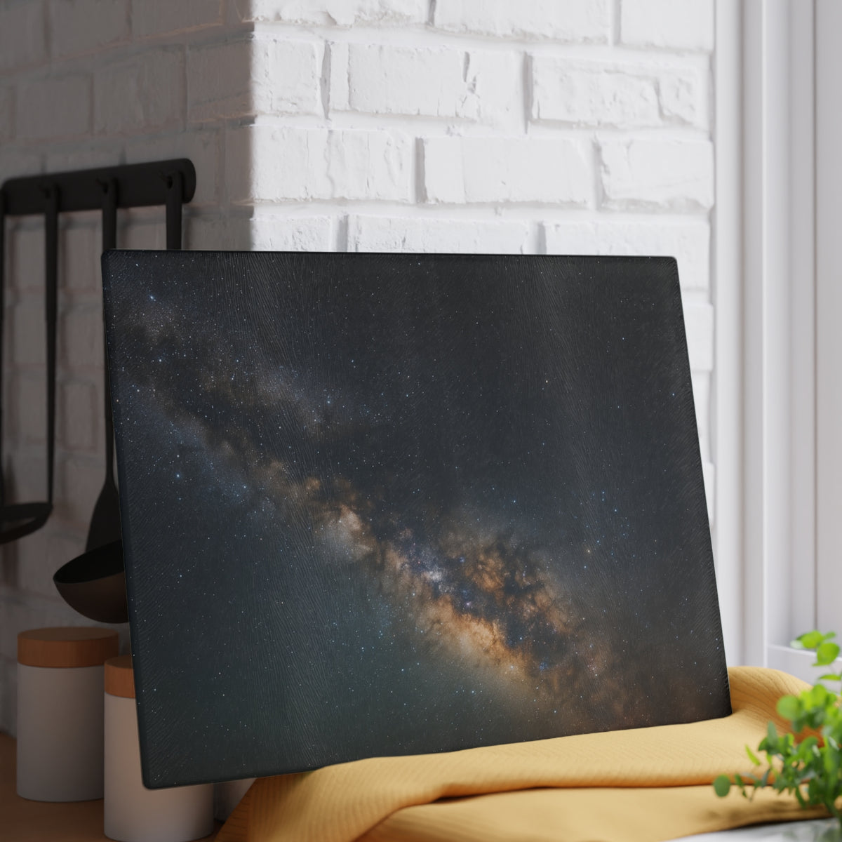 Milky Way Glass Cutting Board — Night Sky Decorative Kitchen Board