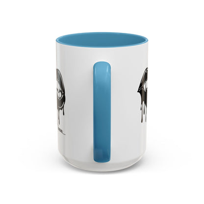 Black Dripping Lips Accent Coffee Mug with Bite Graphic, 11oz or 15oz, by Printify, showing the mug with the bold drip design.