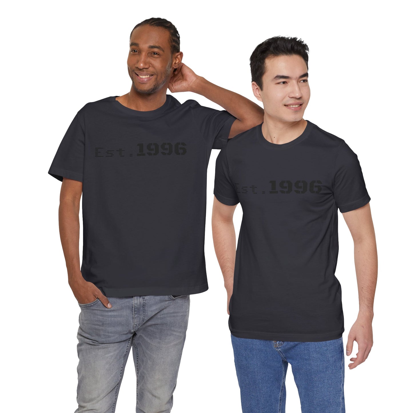 White vintage T-shirt by Printify featuring "Est. 1996" text, perfect as a birthday gift for someone born in 1996.