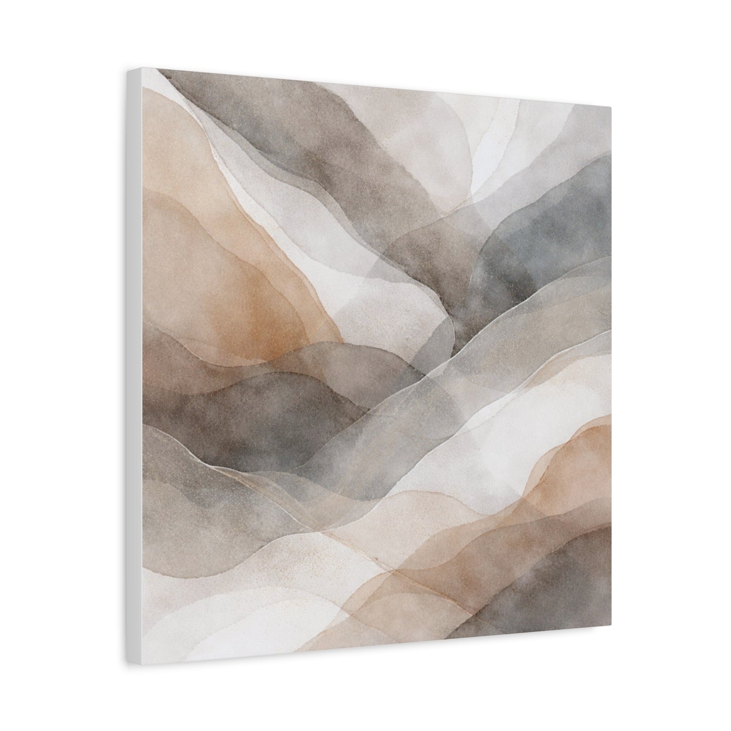 Neutral Abstract Watercolor Waves Canvas