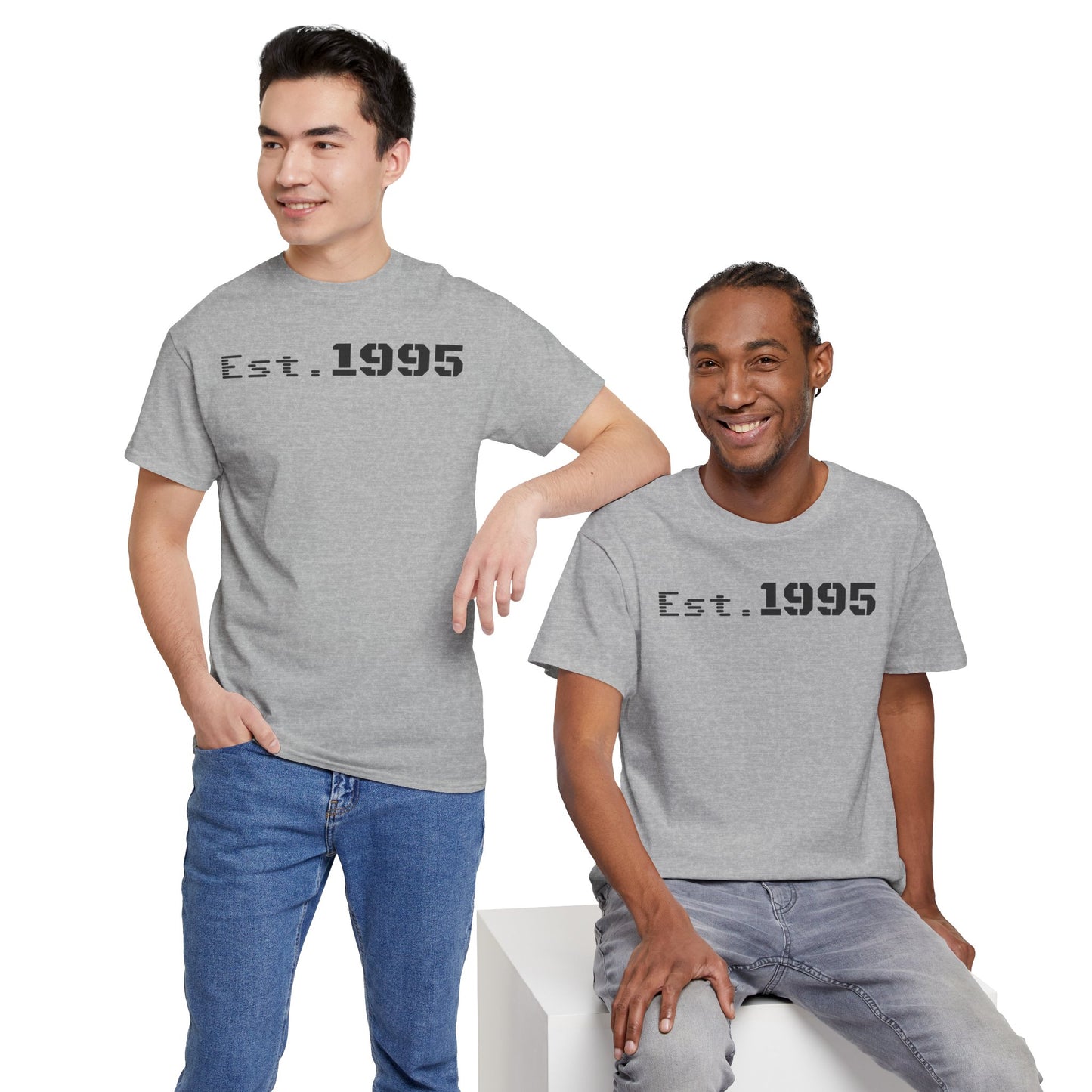 Unisex Heavy Cotton Tee - Est. 1995, Vintage Birthday Gift, Customizable Tee, Retro Unisex Shirt, Casual Everyday Wear