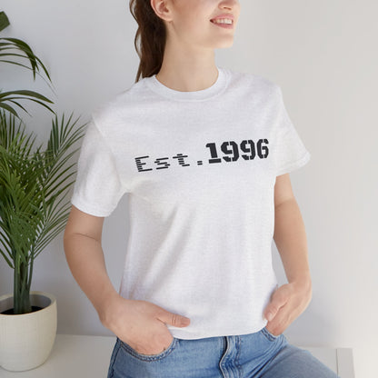 Vintage Est. 1996 T-shirt by Printify featuring retro-style design, perfect as a birth year birthday gift.