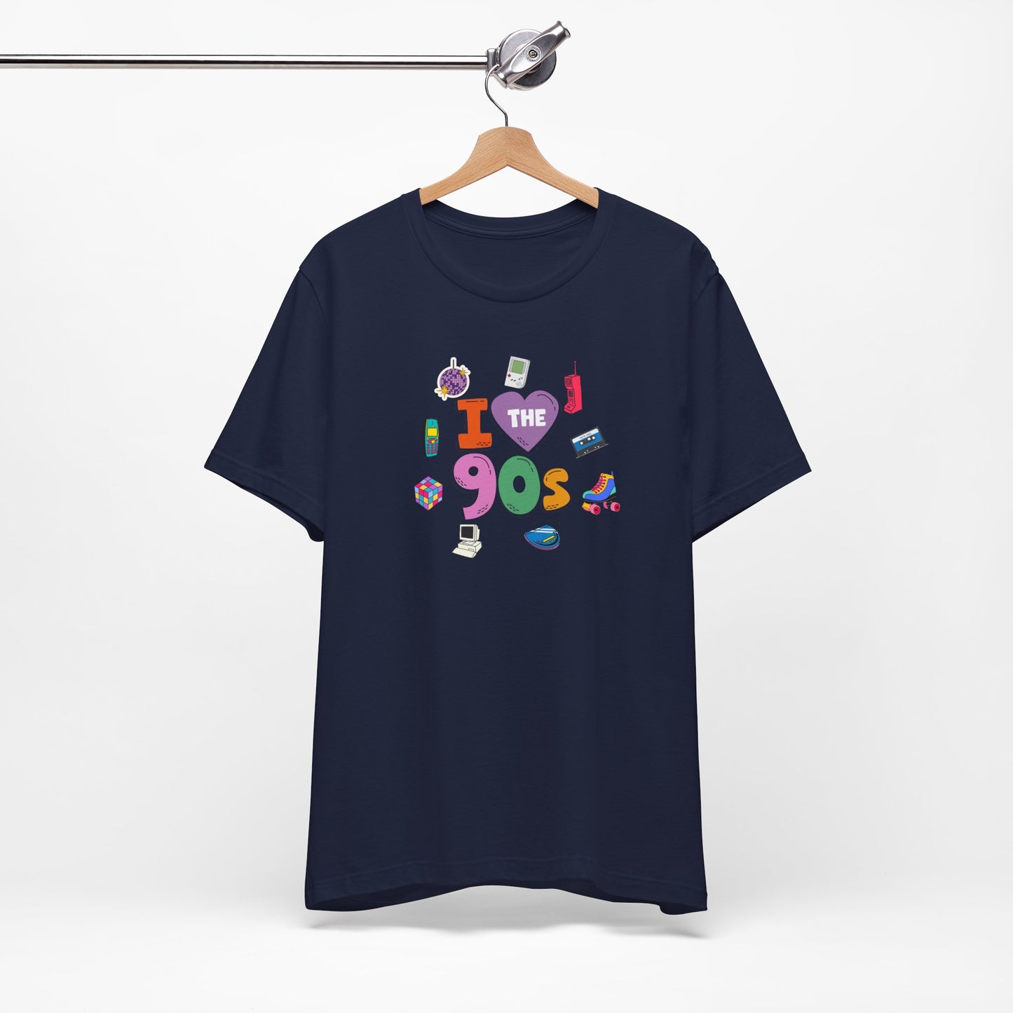 I  Love the 90's Short Sleeve Tee - Retro Graphic Tee, Vintage Style Shirt, Perfect for Casual Outings, 90s Nostalgia Apparel