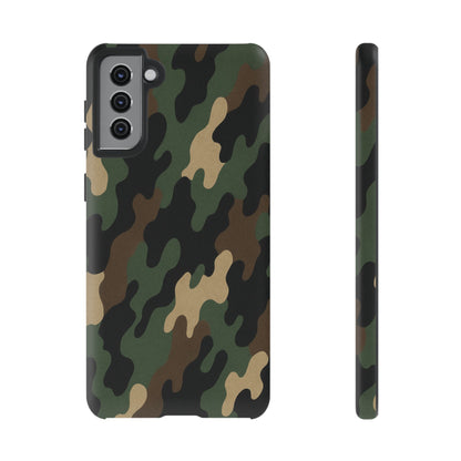 Rugged camouflage phone case by Printify, offers durable protection with a tough camo design for smartphones.