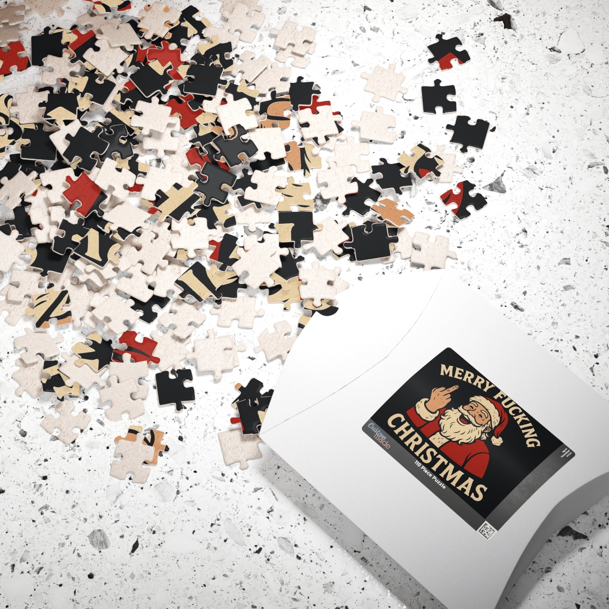 Merry Fucking Christmas Puzzle | Santa Middle Finger Holiday Jigsaw - TRV