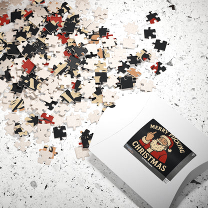 Merry Fucking Christmas Puzzle | Santa Middle Finger Holiday Jigsaw - TRV