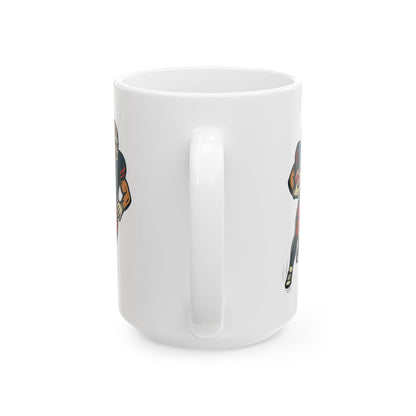 Football Player Ceramic Mug, Sports Fan Gift, Football Lover Coffee Cup, Game Day Drinkware, Quarterback Tea Mug, Touchdown Fan Decor,
