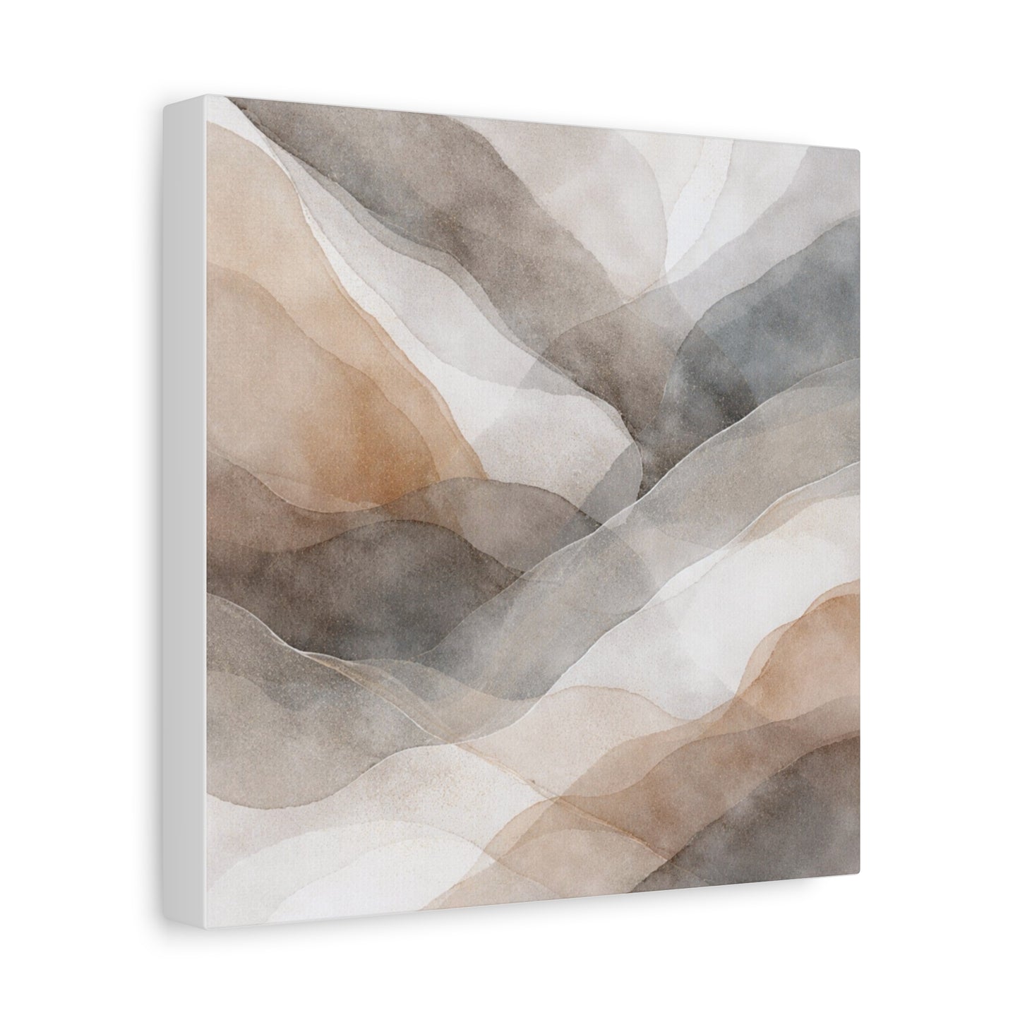 Neutral Abstract Watercolor Waves Canvas