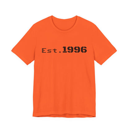 Vintage Est. 1996 T-shirt by Printify featuring a classic design, perfect as a birth year birthday gift.