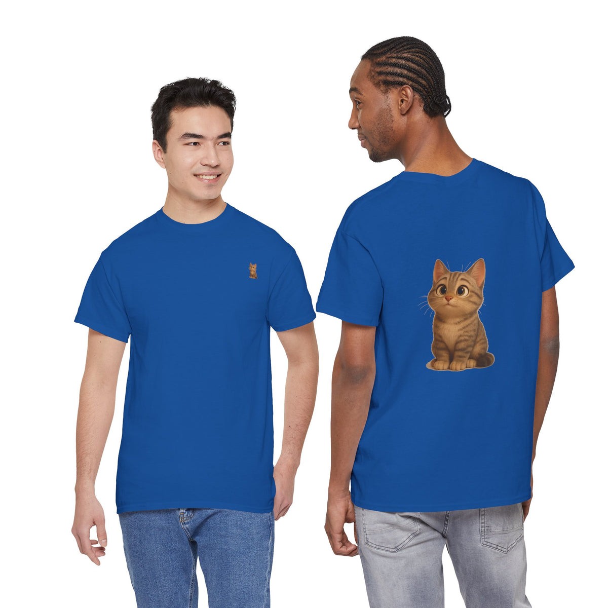 Cute brown kitten graphic t-shirt for cat lovers, featuring a playful design on a comfortable printify T-shirt.