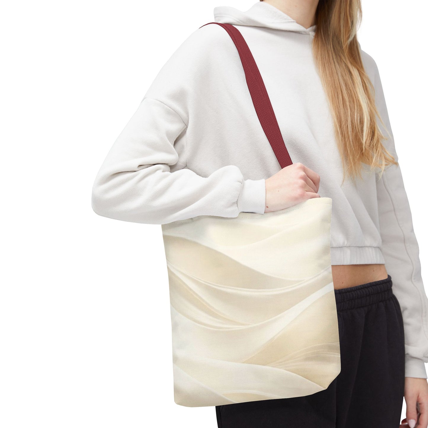 Cream Abstract Waves Tote Bag | Neutral Swirl Pattern