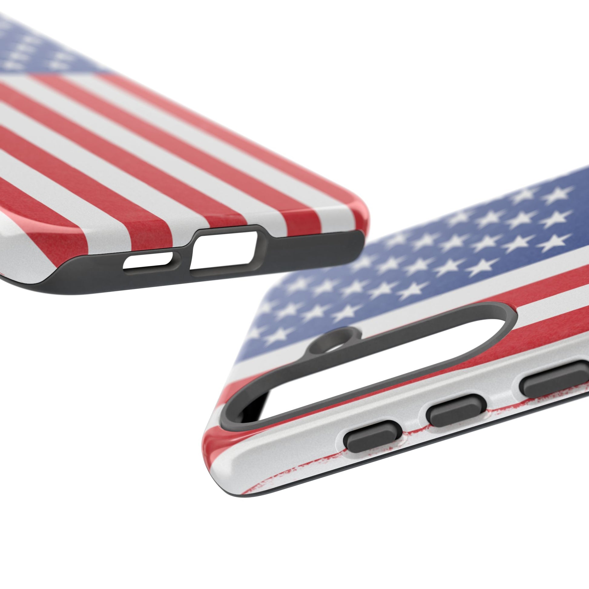 Durable American flag phone case for iPhone, patriotic design, protective tough cover by Printify.