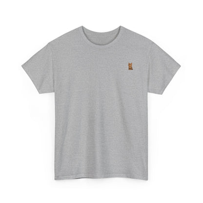Brown kitten graphic T-shirt for cat lovers, featuring a cute cat design on a comfortable Printify tee.