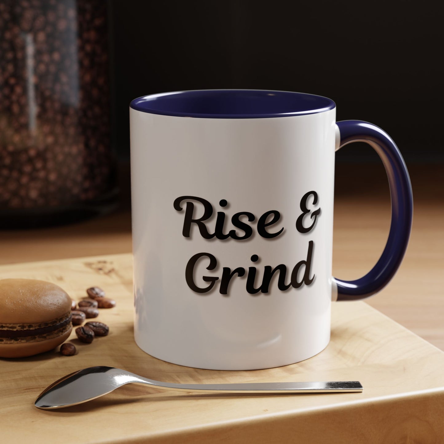 Rise & Grind Coffee Mug – Motivational Black Accent Mug for Daily Inspiration - TRV