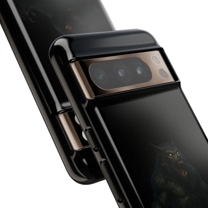 Werewolf phone case with dark monster graphic, tough protective design for smartphones by Printify.